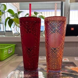 Starbucks Red and Pink Shimmer Tumblers